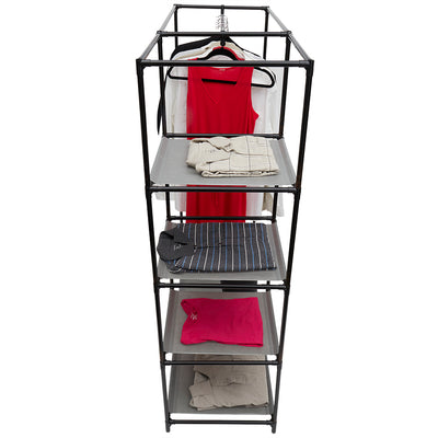 3 of 4:Armoire de rangement autoportante Home Basics avec étagères, gris 
