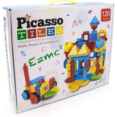 4 of 4:PicassoTiles 120-Piece Bristle Shape 3D Building Blocks Tiles Construction Toy Set 