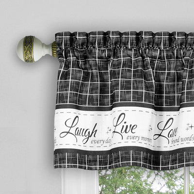2 of 3:Live, Love, Laugh Window Curtain Valance - 58x14 - Charcoal 