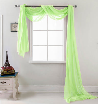 8 of 18:Celine Elegant Sheer Voile Window Scarf, 55x216 Inches 