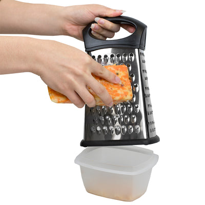 3 of 4:Home Basics 4 Sided Stainless Steel Cheese Grater with Storage Container 