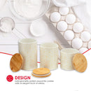 3 of 7:Ensemble de 3 boîtes en céramique Home Basics Cubix avec couvercle en bambou, blanc 