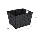4 of 4:Bac de rangement tissé à rayures en lurex Simplify de taille moyenne, noir/argent 