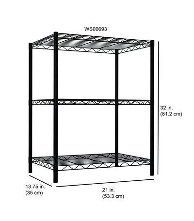 4 of 4:Home Basics 3 Tier Steel Wire Multi-Purpose Free-Standing Heavy Duty Shelf, Black 