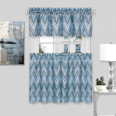 2 of 4:Avery Window Curtain Tier Pair and Valance Set - 58x24 - Ice Blue 