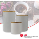 5 of 7:Home Basics 3 Piece Ceramic Canister Set with Bamboo Lids, Wave White 