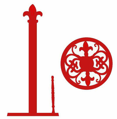 1 of 3:Porte-essuie-tout en fonte Fleur de Lis Home Basics, rouge 