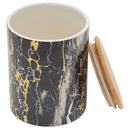 2 of 3:Home Basics Marble Like Medium Ceramic Canister with Bamboo Top, Black 