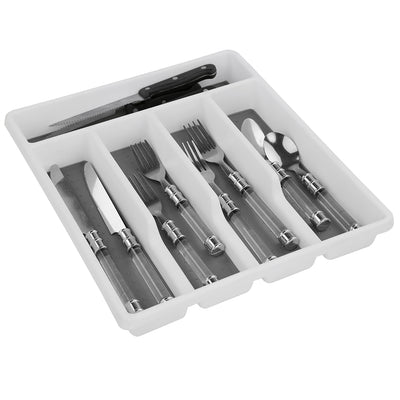 3 of 5:Home Basics Cubertero grande con compartimentos forrados de goma, blanco 