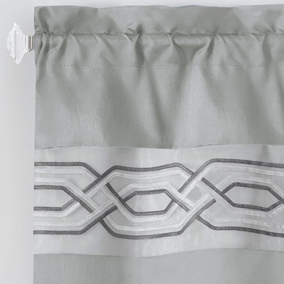 22 of 40:Paige Embroidered Kitchen Curtain and Valance Set, Tiers 55x36, Valance 55x13 Inches 