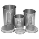 3 of 4:Home Basics Lot de 3 boîtes de conservation en acier inoxydable avec fenêtre, argent 