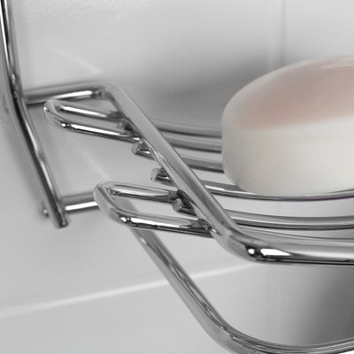 5 of 6:Home BasicsChrome Plated Steel Shower Caddy with Wash Cloth Bar 