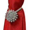 1 of 2:Jeweled Flower Decorative One Pair Window Curtain Tieback, Silver 