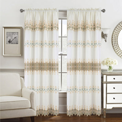 3 of 6:Francine Macrame Jacquard Window Panel with Attached Valance, 55x84 Inches 