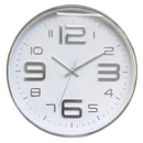 1 of 2:PREMIUS Raised Numbers and Minimalist Clean Lines Round Wall Clock, Silver, 12 Inches 