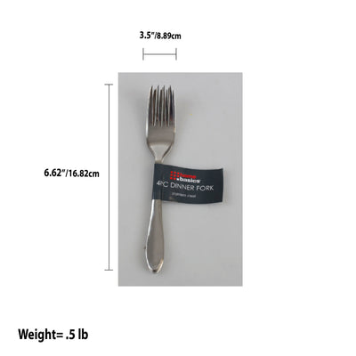 2 of 2:Home Basics Tenedor de cena de acero inoxidable de 4 piezas, plateado 