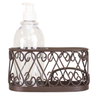 2 of 4:Home Basics Scroll Collection Soap Dispenser with Caddy, Bronze 