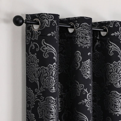 8 of 11:Silas Damask Metallic Grommet Room Darkening Window Panel, 52x84 Inches 