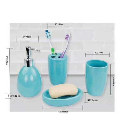 3 of 3:Home Basics 4 Piece Bath Accessory Set, Turquoise 