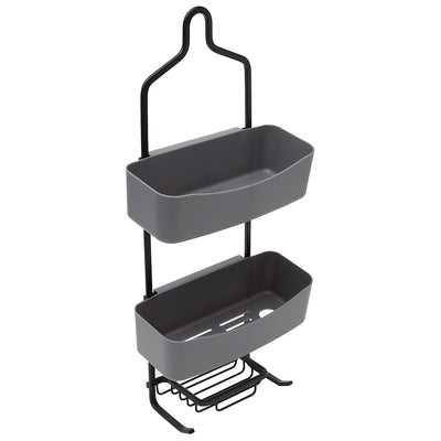 1 of 4:Home Basics Carrito de ducha de 2 niveles con estantes de plástico, gris 