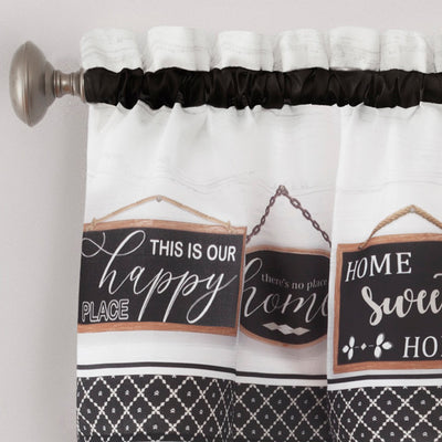2 of 4:Modern Farmhouse Tier and Valance Window Curtain Set - 58x24 - Black 