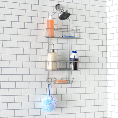 3 of 4:Étagère de douche Home Basics Unity à 2 niveaux avec crochets inférieurs et porte-savon central 