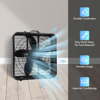 2 of 4:Comfort Zone Ventilador de caja de 3 velocidades de 20