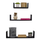 2 of 3:Home Basics Floating Wood Shelf, (Set of 3), Black 