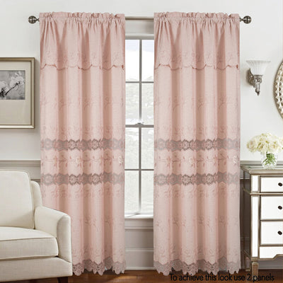6 of 10:Malaika Panel de ventana de macramé jacquard bordado con cenefa, 54 x 84 pulgadas 