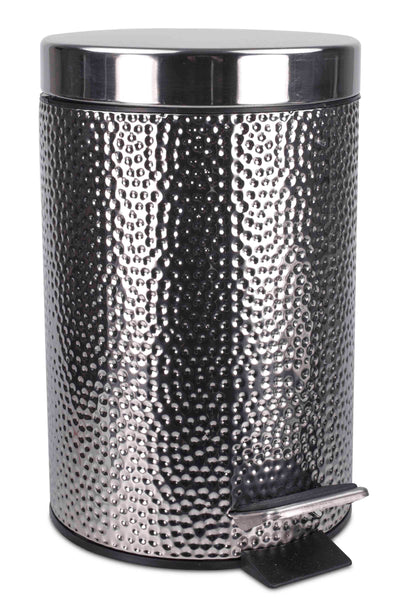 1 of 3:Home Basics Hammered Stainless Steel Waste Bin 