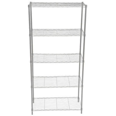 2 of 4:Home Basics 5 Tier Wide Wire Steel Wire Shelf, Grey 