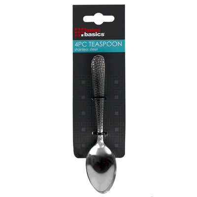 1 of 4:Home Basics Cucharas de té martilladas de acero inoxidable (paquete de 4), plateadas 