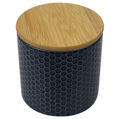 3 of 4:Petit pot en céramique nid d'abeille Home Basics, bleu marine 
