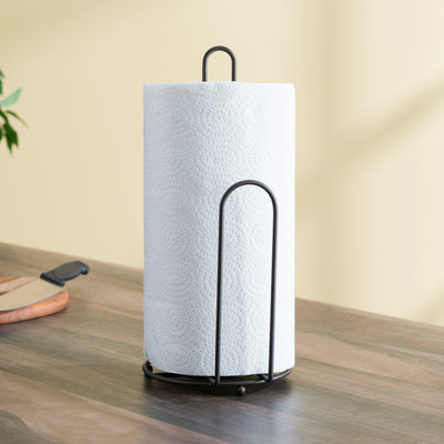 4 of 6:Home Basics Free Standing Paper Towel Holder with Easy-Tear Arm, Bronze 
