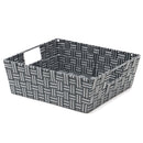 1 of 5:Grand bac de rangement Home Basics à rayures et sangles tissées, gris 