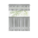 18 of 40:Paige Embroidered Kitchen Curtain and Valance Set, Tiers 55x36, Valance 55x13 Inches 