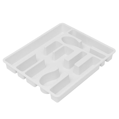 1 of 3:Range-couverts en plastique moulé à 7 compartiments Home Basics, blanc 