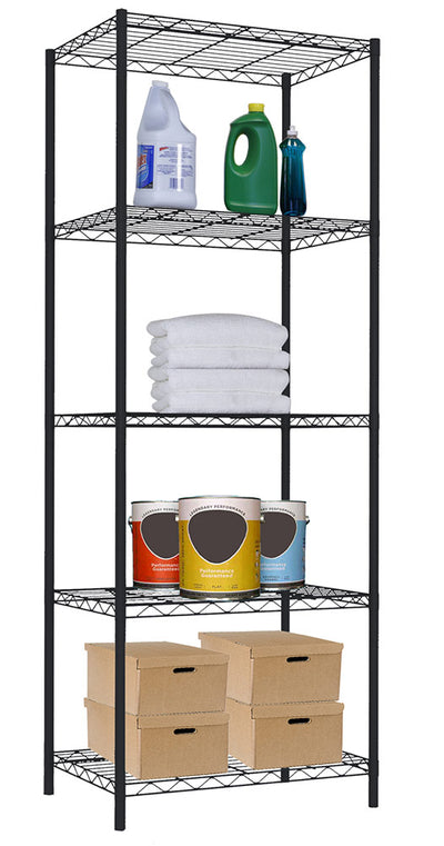 3 of 5:Étagère de rangement à 5 niveaux Home Basics, noire, 53 x 35 x 155 cm 