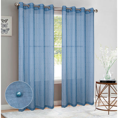 2 of 6:Bali 2-Pack Sheer Grommet Window Panels with Pearls, 76x95 Inches 