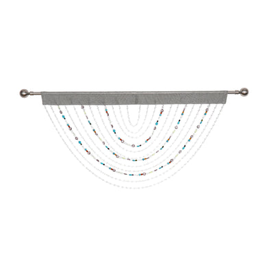 5 of 6:Bohemia Beaded Waterfall Valance, Gray-Multi, 40x25 Inches 