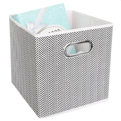 1 of 4:Home Basics Herring Weave Collapsible Storage Bin with Grommet Handle, Black 