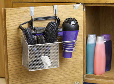 2 of 4:Home Basics Steel Over the Cabinet Hairdryer Organizer, Silver 