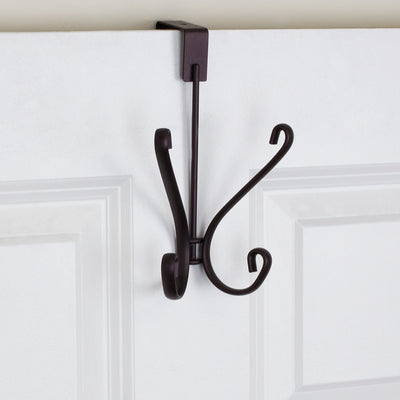 1 of 5:Home Basics Over the Door Double  Hanging Hook with Rounded Knobs, Bronze 