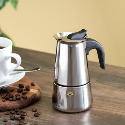 6 of 7:Home Basics2 Cup Demitasse Shot Stainless Steel Stovetop Espresso Maker, Silver 