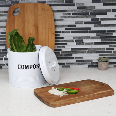 4 of 4:Composteur Home Basics Countryside 1,3 gal avec filtre, blanc 