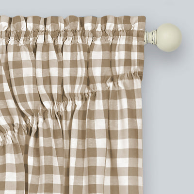 6 of 21:Buffalo Check Gathered Swag Window Curtain Pair, 72x63 Inches 