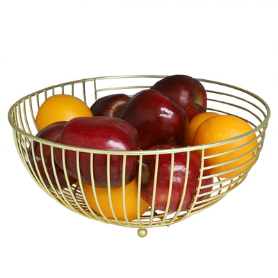 1 of 4:Home Basics Halo Large Capacity Steel Fruit Bowl, Gold 