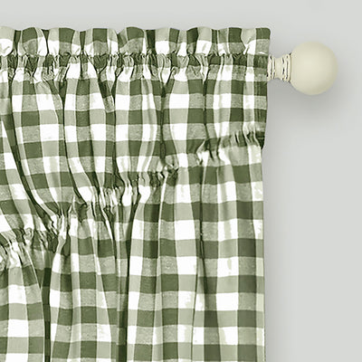 9 of 21:Buffalo Check Gathered Swag Window Curtain Pair, 72x63 Inches 