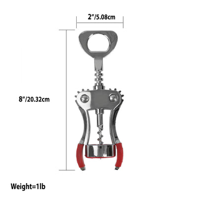 6 of 6:Home Basics Winged  Zinc Plated Steel Cork Screw Wine Opener with Rubberized Grips, Red 