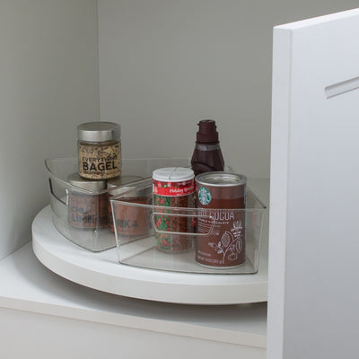 3 of 4:Kitchen Details 2 Pack Triangular Lazy Susan Organizer Bins in Clear 